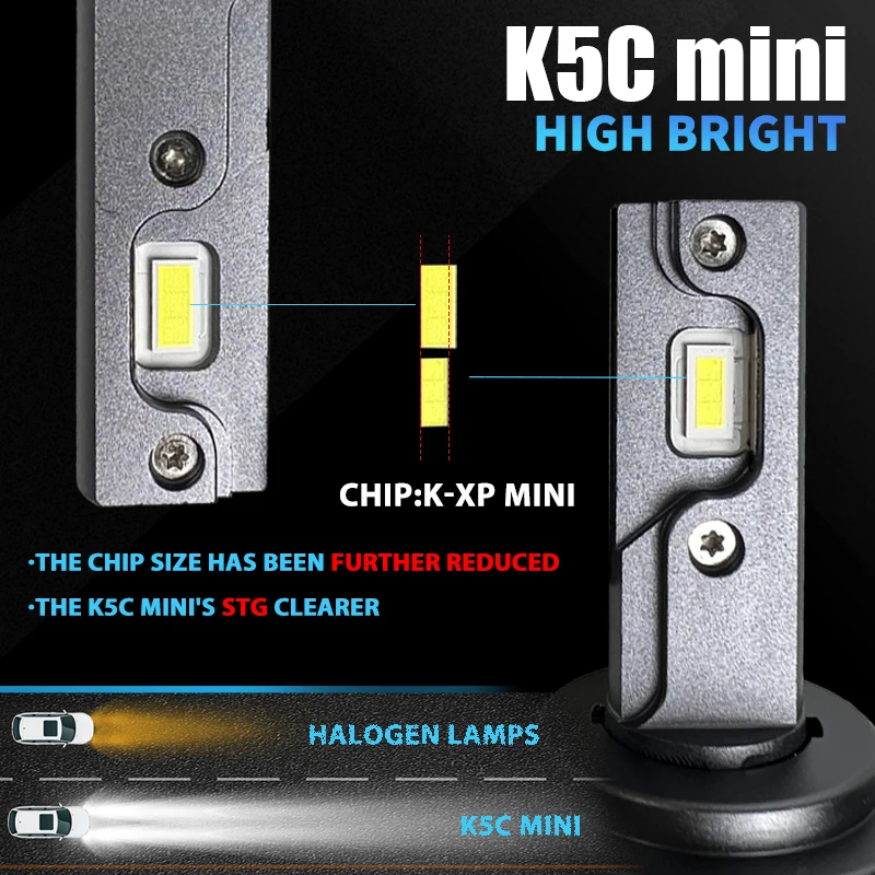 DAWNKNIGHT K5C Mini 40W H7 H4 Long Life Version Led Headlight Bulb 4300K K6C Led HB3 H11 Lamp Bulb H1 HB4 Led Lights For Car 12V - Image 2