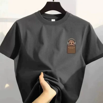 American Style Vintage Fashion Simple Design Print Cotton Men T Shirt Oversized Sports Short Sleeve Round Neck Couple Unisex Top