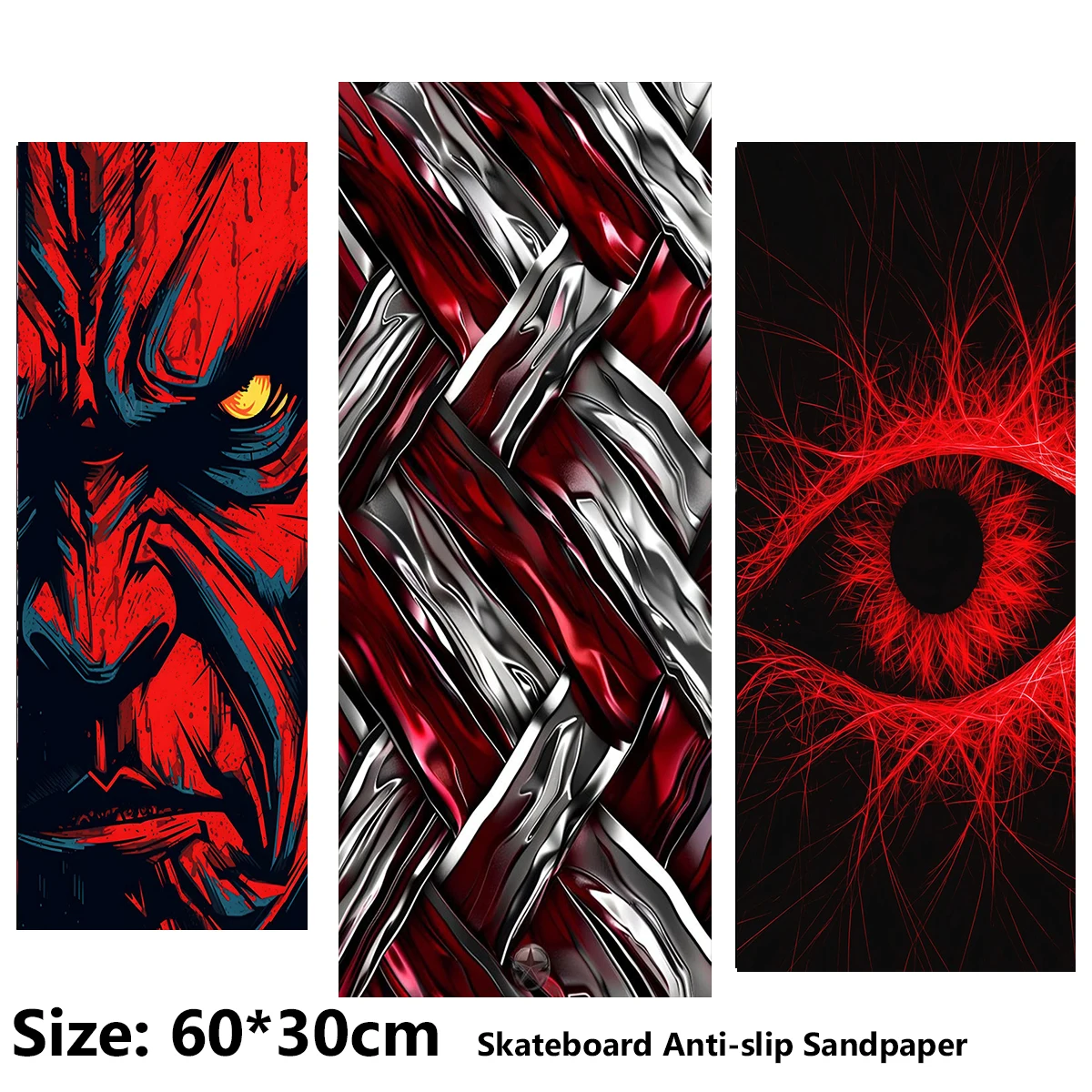 Electric Scooter Anti-slip Sticker Sandpaper Skateboard GripTape Sheet 60*30cm Ferocious Monkey with Blood-colored Eyes Pattern