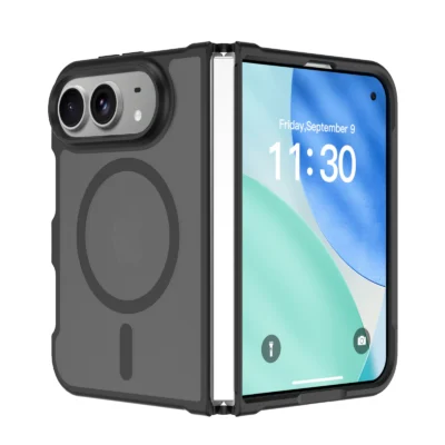 Luxury Matte Magnetic Charge Phone Case For iPhone Duo For Magsafe Skin Feel Translucent Shockproof Fold Cover Funda