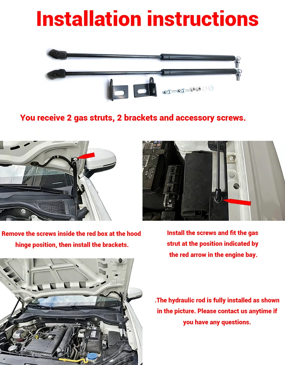 Haste Hidráulica de Suporte do Capô Dianteiro do Motor para VW Polo 6 MK6 AW BZ 2017-Presente - Image 5
