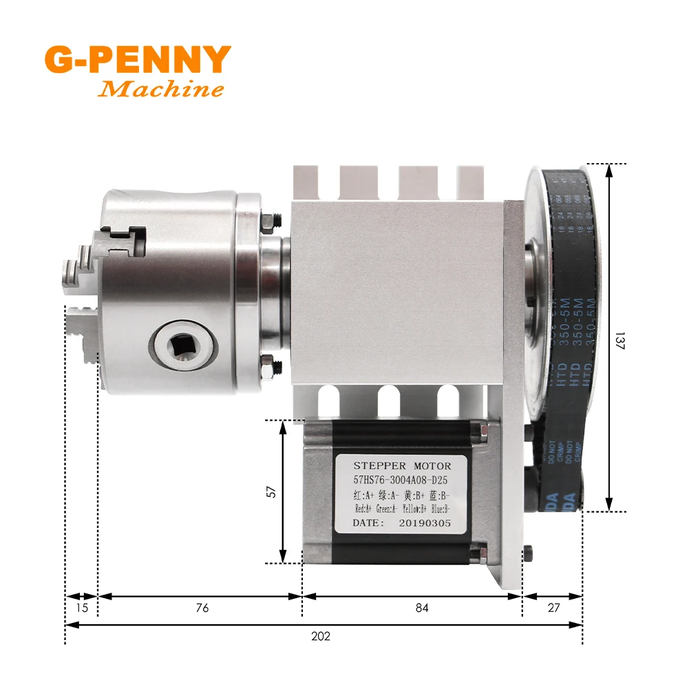 G-PENNY 4o eixo 3/4 mandíbula 80mm cabeça divisória/eixo de rotação/eixo A Nema23 57HS7630A4 + cabeçote móvel TS-01 R - Image 2