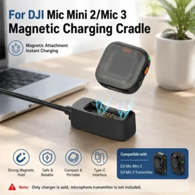 Type-C Microphone Transmitter Charging Dock Magnetic Mini Microphone Charging Base Durable Quick Attach for DJI Mic Mini 2/Mic 3