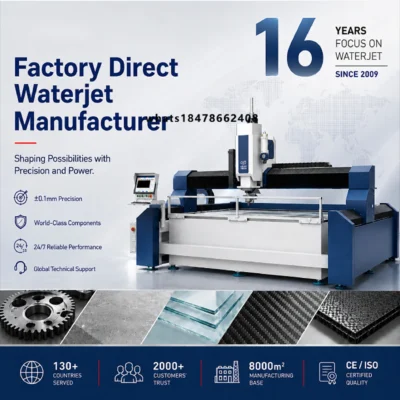 Máquina de Corte por Jato de Água CNC de 5 Eixos HEAD com Estrutura de Gantry Dividida Avançada para Fabricação de Precisão em Aço Inoxidável e Alumínio