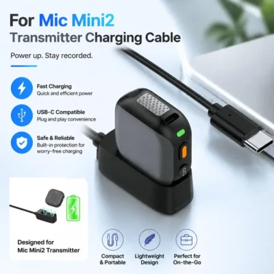 Portable Charging Dock For DJI Mic Mini 2 Transmitter Type‑C Fast Charger Base Pogo Pin Contact Microphone Charging Station