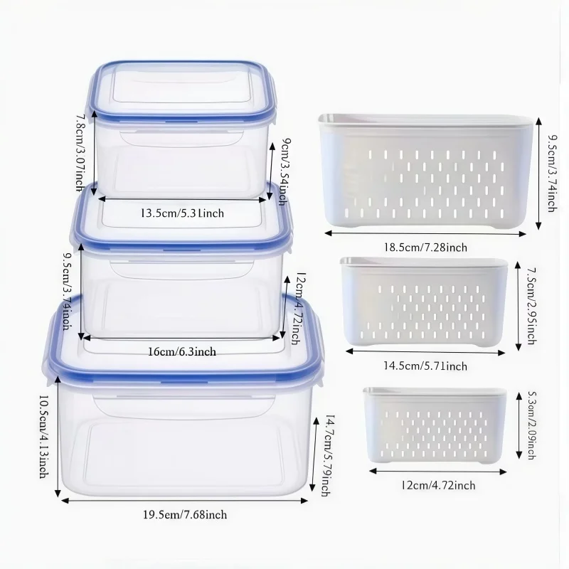 6pcs/set Large Capacity Fruit Storage Containers for Fridge with Removable Colander,Keep Berry Fruit Fresh Longer - Image 6