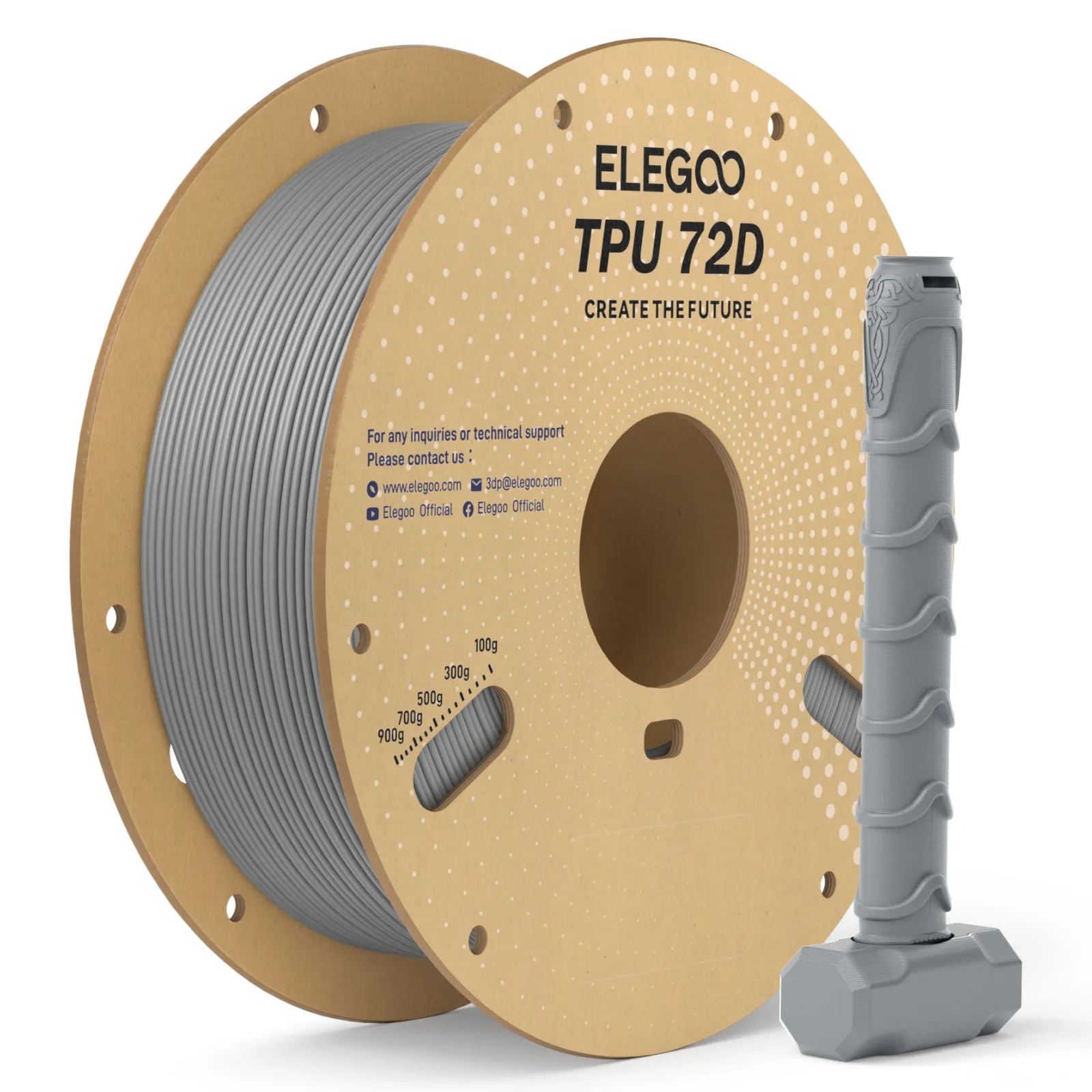 ELEGOO TPU 72D 3D Printer Filament 1.75mm 1kg Shore Hardness Flexible High Resilience Elasticity for FDM Printers - Image 4