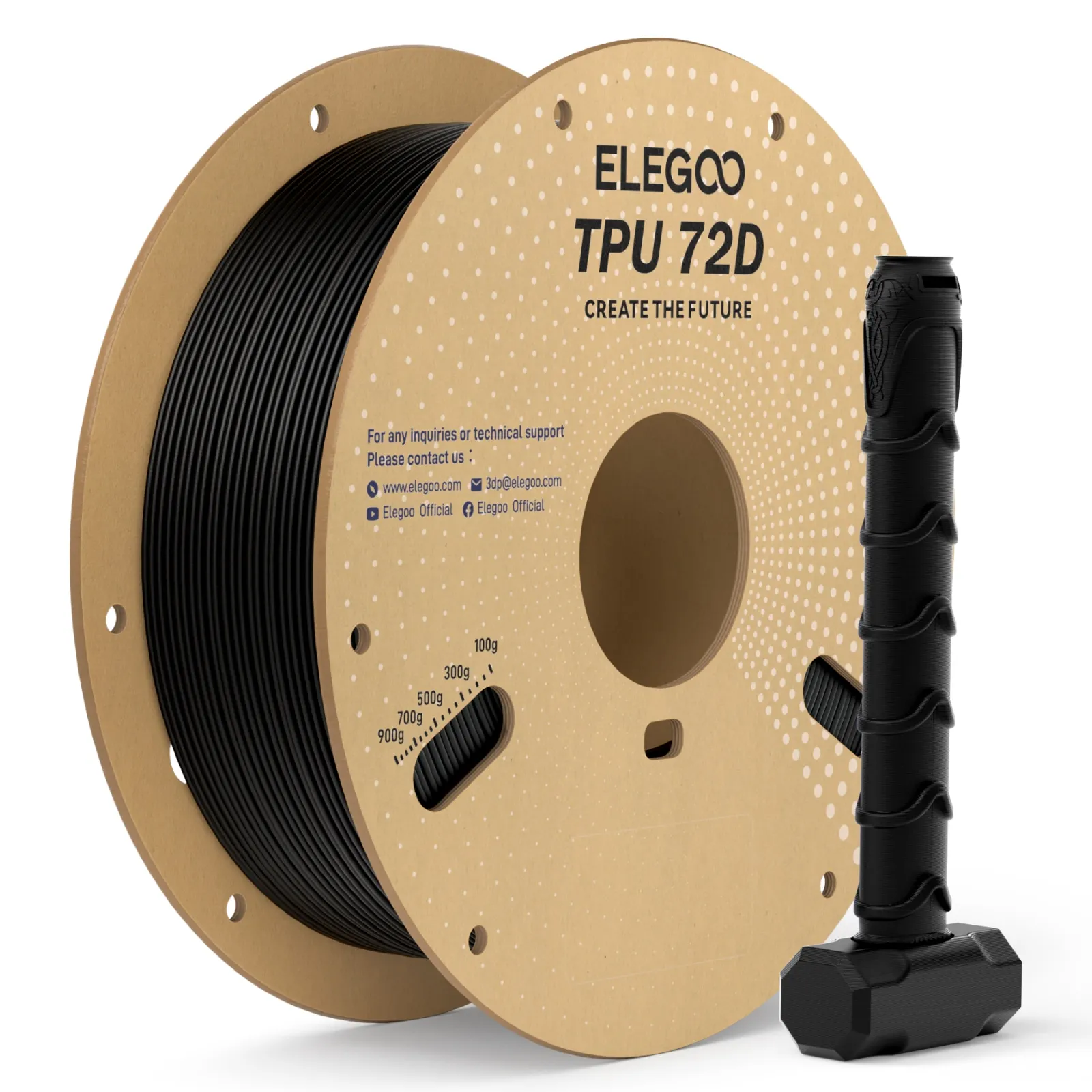 ELEGOO TPU 72D 3D Printer Filament 1.75mm 1kg Shore Hardness Flexible High Resilience Elasticity for FDM Printers - Image 2