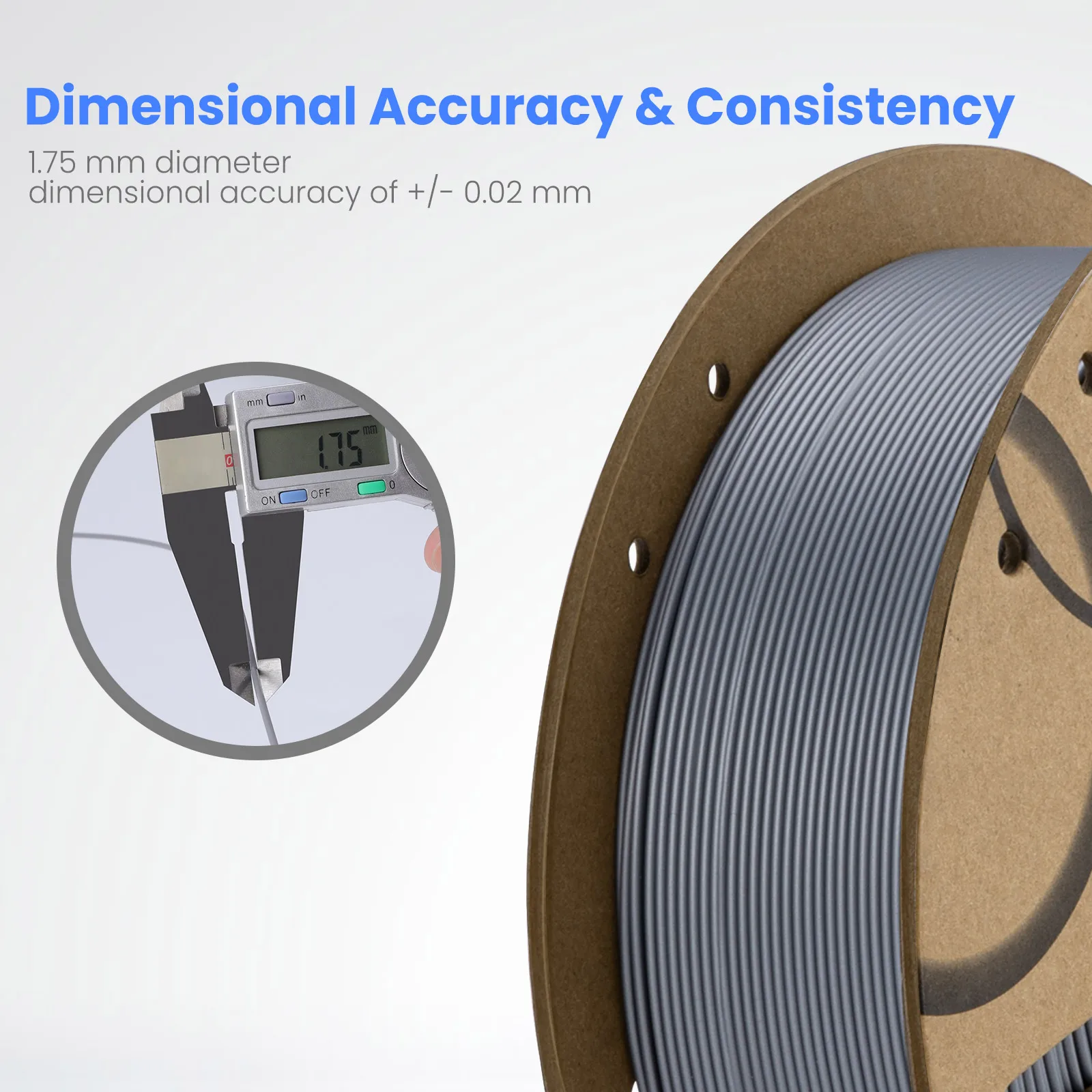 ELEGOO PLA Filament 1.75mm, 3D Printer Filament Dimensional Accuracy +/- 0.02mm, Cardboard Spool(2.2lbs) Fits for FDM 3D Printer - Image 2