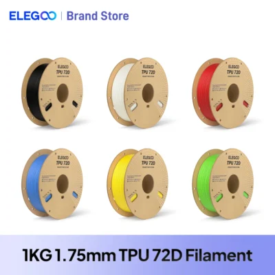 ELEGOO TPU 72D 3D Printer Filament 1.75mm 1kg Shore Hardness Flexible High Resilience Elasticity for FDM Printers
